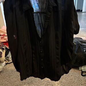 Black Sheer Button-Up Blouse